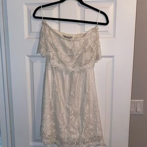 Off white strapless lace dress